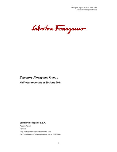 Miniature Salvatore Ferragamo Rapport semestriel 2011-h1