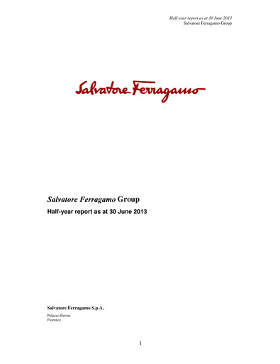 Miniature Salvatore Ferragamo Rapport semestriel 2013-h1