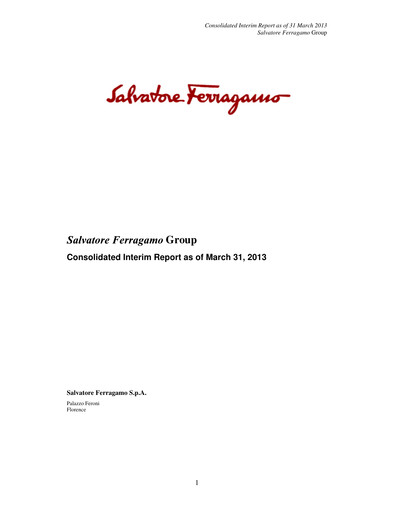 Thumbnail Salvatore Ferragamo Quarterly Report 2013-q1