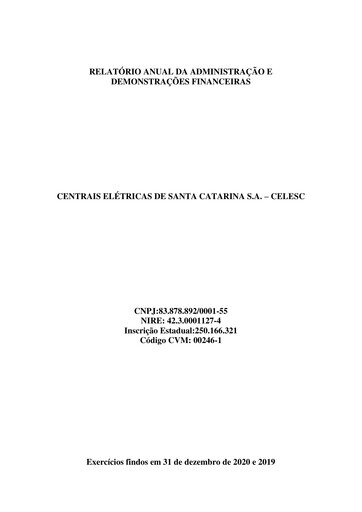Vorschaubild Celesc (Centrais Elétricas de Santa Catarina) Finanzbericht 2020
