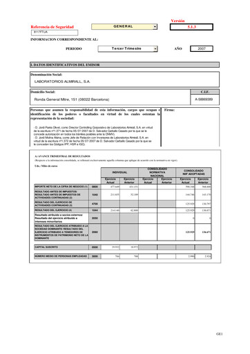 Vorschaubild Almirall Quartalsbericht 2007-q3