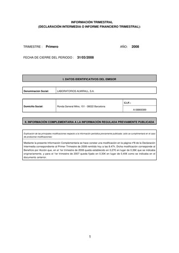 Vorschaubild Almirall Quartalsbericht 2008-q1