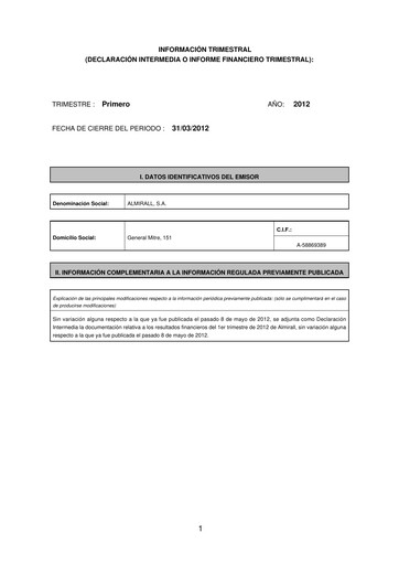Vorschaubild Almirall Quartalsbericht 2012-q1