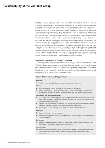 Vorschaubild Vontobel Nachhaltigkeitsbericht 2010