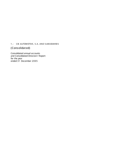 Thumbnail CIE Automotive
 Financial Statement 2005