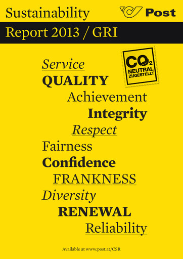 Vorschaubild Österreichische Post
 Nachhaltigkeitsbericht 2013