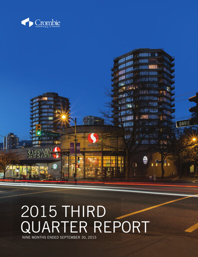 Thumbnail Crombie Real Estate Investment Trust Quarterly Report 2015-q3