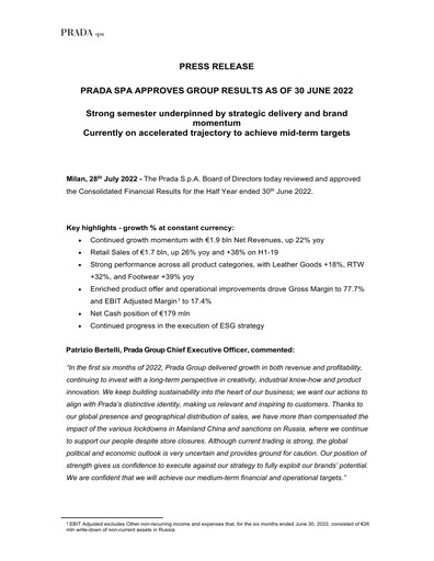 Thumbnail Prada Half-year Report 2022-h1