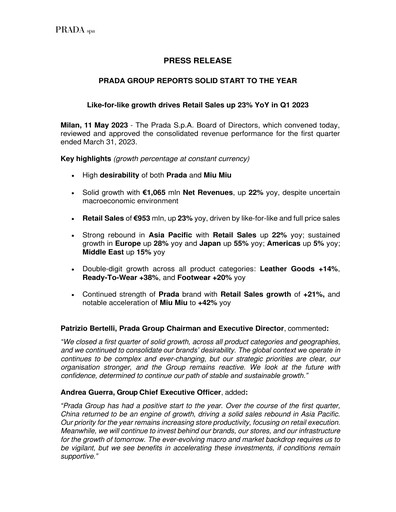 Thumbnail Prada Quarterly Report 2023-q1
