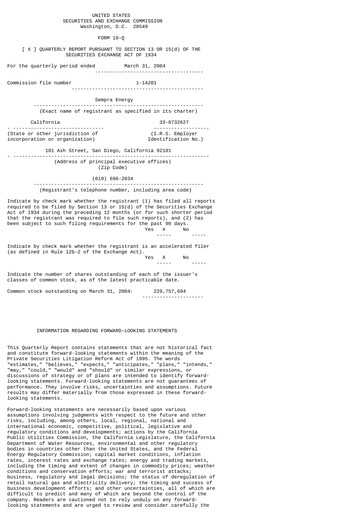 Vorschaubild Sempra Quartalsbericht 2004-q1
