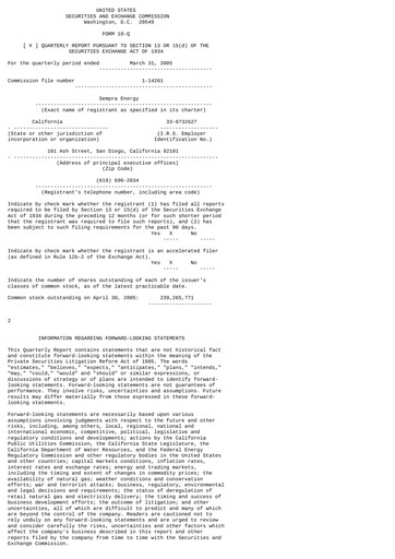 Vorschaubild Sempra Quartalsbericht 2005-q1
