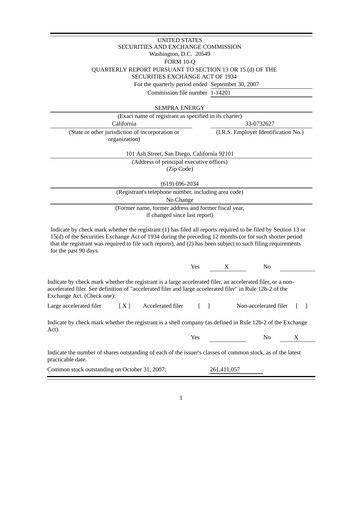 Vorschaubild Sempra Quartalsbericht 2007-q3