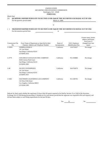 Vorschaubild Sempra Quartalsbericht 2009-q1