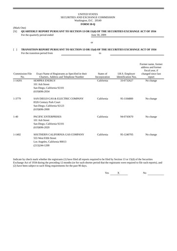 Vorschaubild Sempra Quartalsbericht 2009-q2