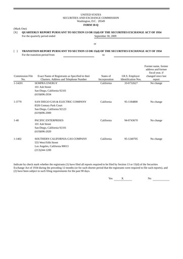 Vorschaubild Sempra Quartalsbericht 2009-q3