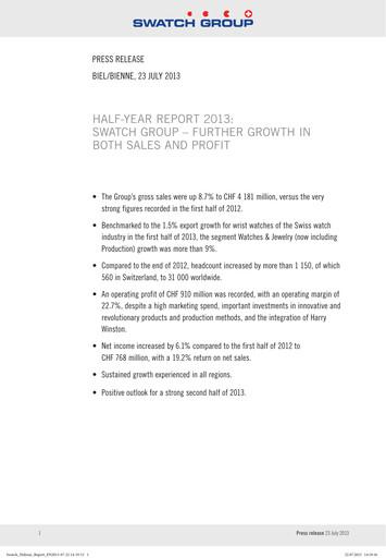 Miniature Swatch Rapport semestriel 2013-h1