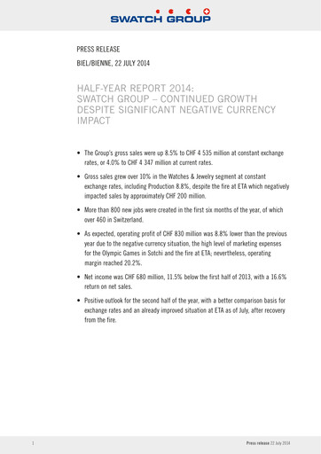 Miniature Swatch Rapport semestriel 2014-h1