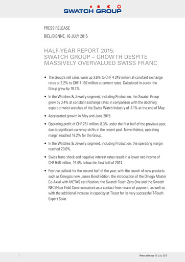 Miniature Swatch Rapport semestriel 2015-h1