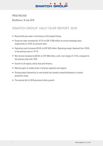 Miniature Swatch Rapport semestriel 2018-h1