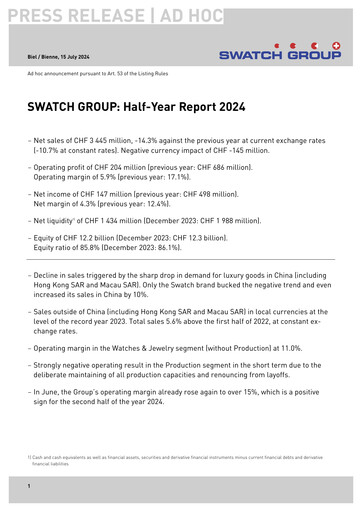 Miniature Swatch Rapport semestriel 2024-h1