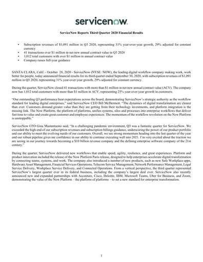 Thumbnail ServiceNow Quarterly Report 2020-q3