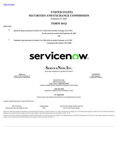 Thumbnail ServiceNow Quarterly Report 2025-q3