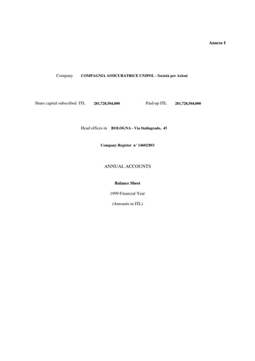 Thumbnail Unipol Assicurazioni Annual Report 1999