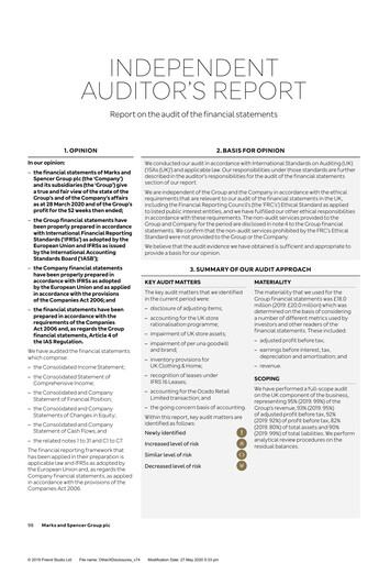 Thumbnail Marks & Spencer Financial Statement 2020