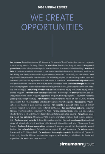 Miniature Straumann
 Rapport annuel 2016