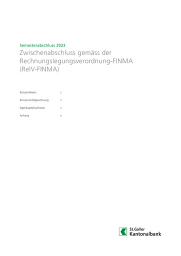 Miniature St. Galler Kantonalbank Rapport semestriel 2023-h1