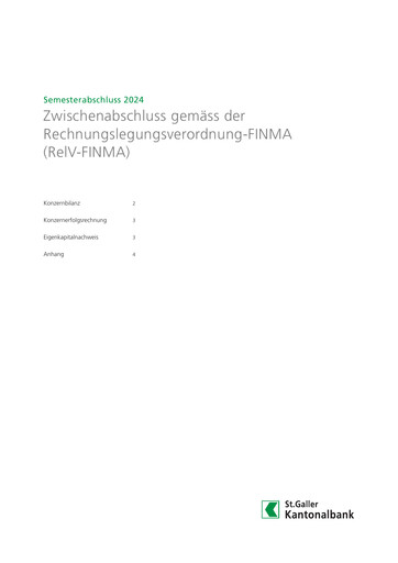 Miniature St. Galler Kantonalbank Rapport semestriel 2024-h1