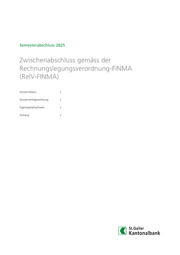 Miniature St. Galler Kantonalbank Rapport semestriel 2025-h1