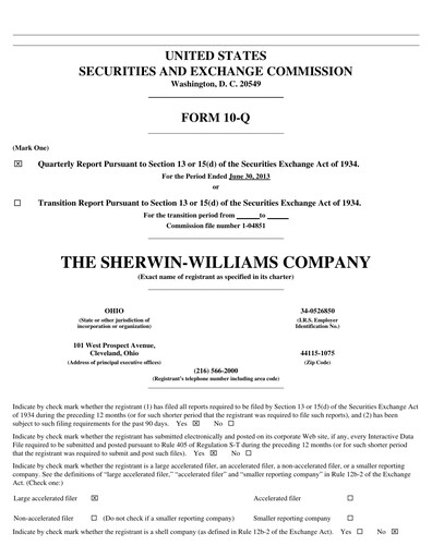 Thumbnail Sherwin-Williams Quarterly Report 2013-q2
