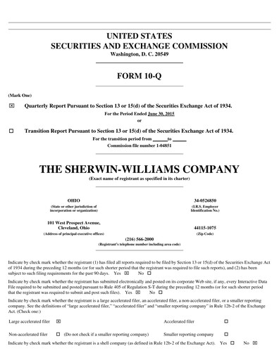 Thumbnail Sherwin-Williams Quarterly Report 2015-q2