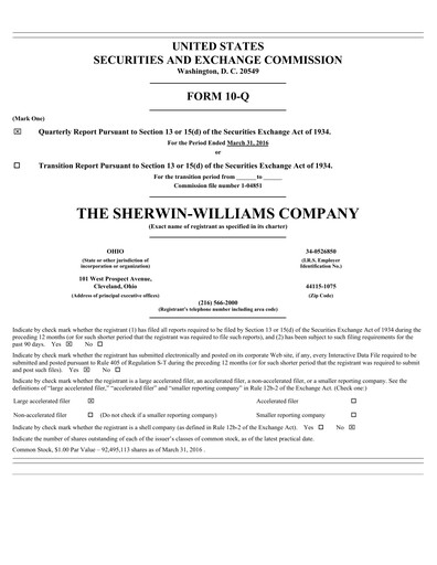 Thumbnail Sherwin-Williams Quarterly Report 2016-q1