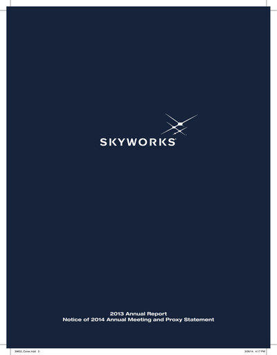 Thumbnail Skyworks Solutions
 Annual Report 2013