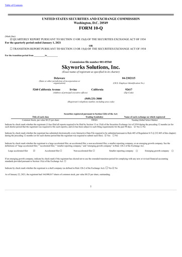Thumbnail Skyworks Solutions
 Quarterly Report 2021-q1