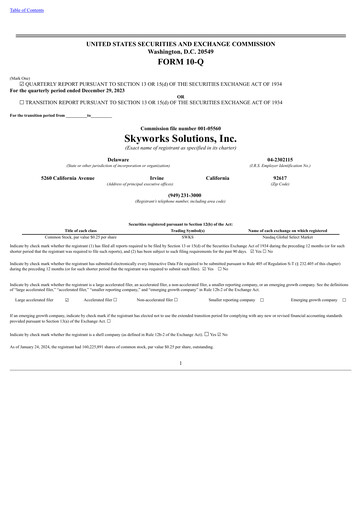 Thumbnail Skyworks Solutions
 Quarterly Report 2024-q1