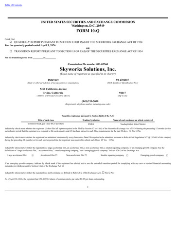 Thumbnail Skyworks Solutions
 Quarterly Report 2026-q2