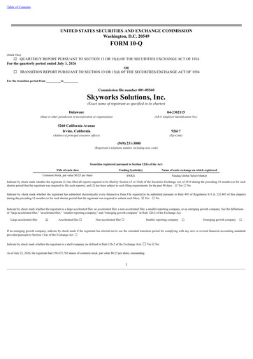 Thumbnail Skyworks Solutions
 Quarterly Report 2026-q3