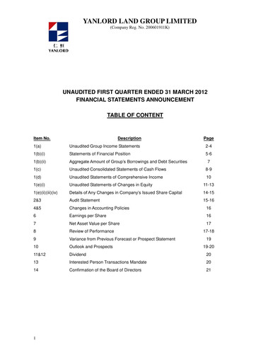 Miniature Yanlord Rapport trimestriel 2012-q1