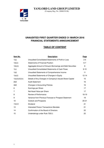 Miniature Yanlord Rapport trimestriel 2016-q1