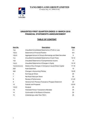 Miniature Yanlord Rapport trimestriel 2018-q1
