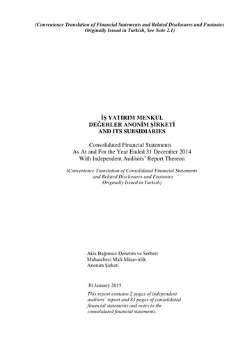 Vorschaubild Is Yatirim Menkul Degerler Anonim Sirketi Finanzmitteilung 2014