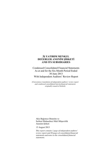 Thumbnail Is Yatirim Menkul Degerler Anonim Sirketi Half-year Report 2013-h1