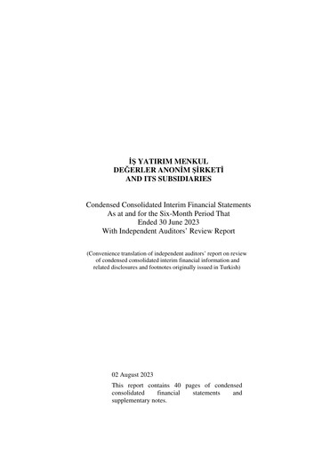 Thumbnail Is Yatirim Menkul Degerler Anonim Sirketi Half-year Report 2023-h1