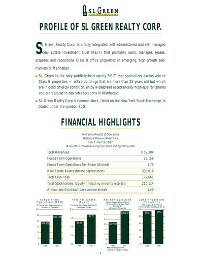 Thumbnail SL Green Realty
 Annual Report 1997