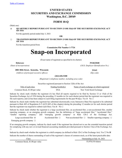 Thumbnail Snap-on Quarterly Report 2021-q2