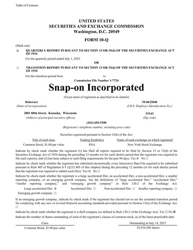 Thumbnail Snap-on Quarterly Report 2023-q2
