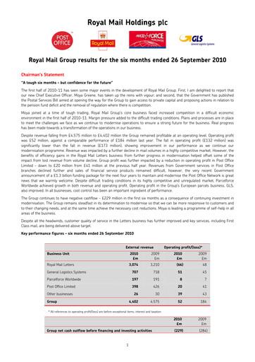 Thumbnail International Distributions Services (Royal Mail) Half-year Report 2010-2011